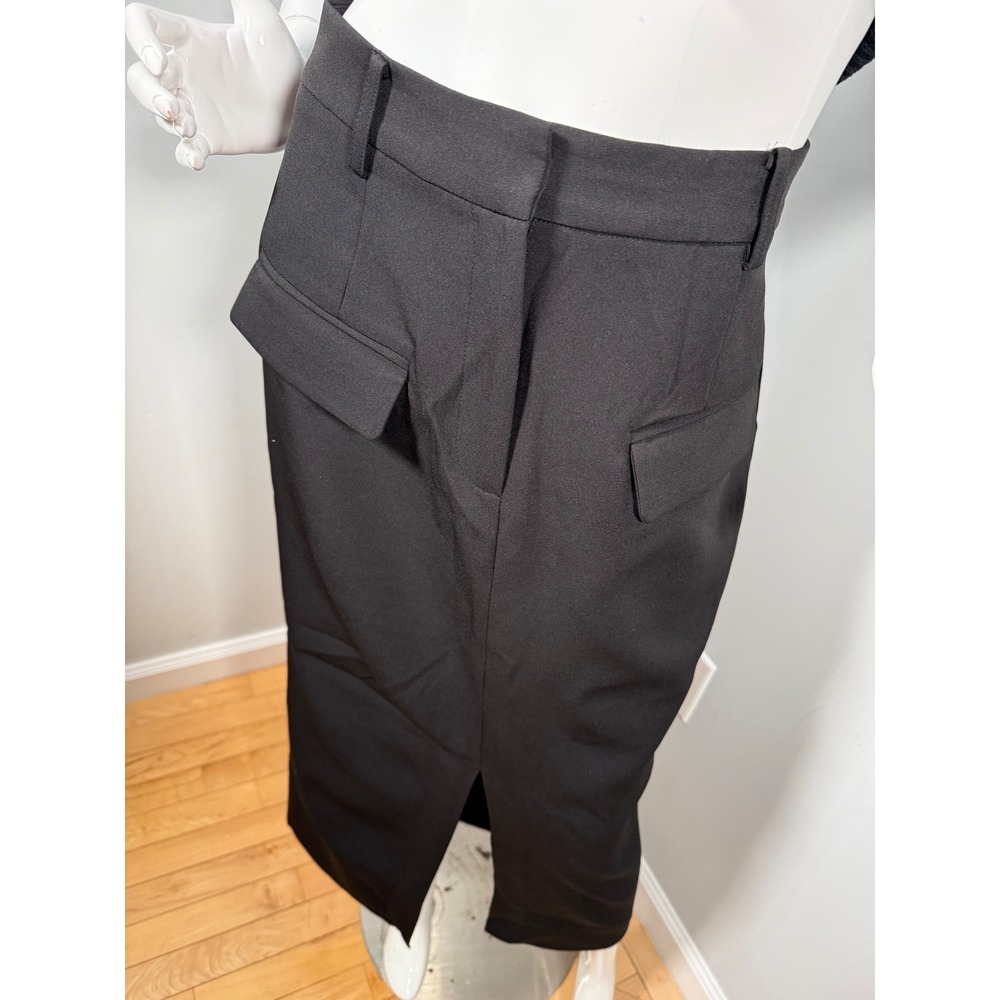 Commense black Split-front Solid Midi Skirt size … - image 5